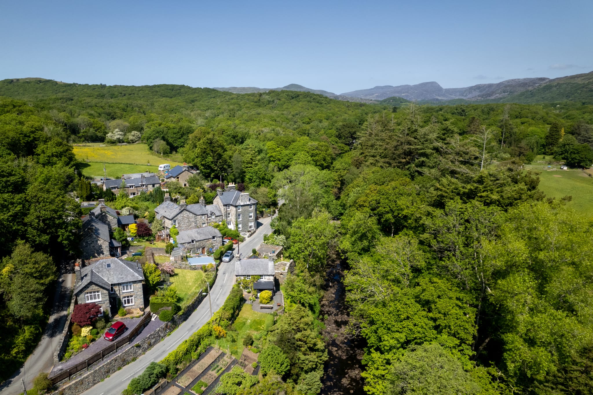 Gwynfryn House and Llanbedr from above
